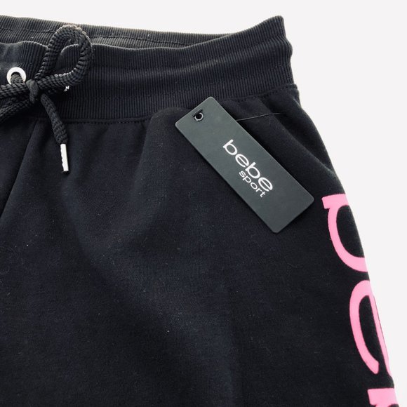 BEBE Sport Logo Stripe Black Jogger NWT Size Large - Picture 2 of 10